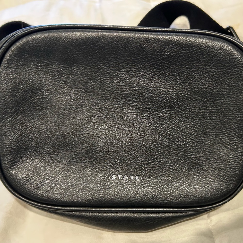 STATE Black Leather Crossbody Bag